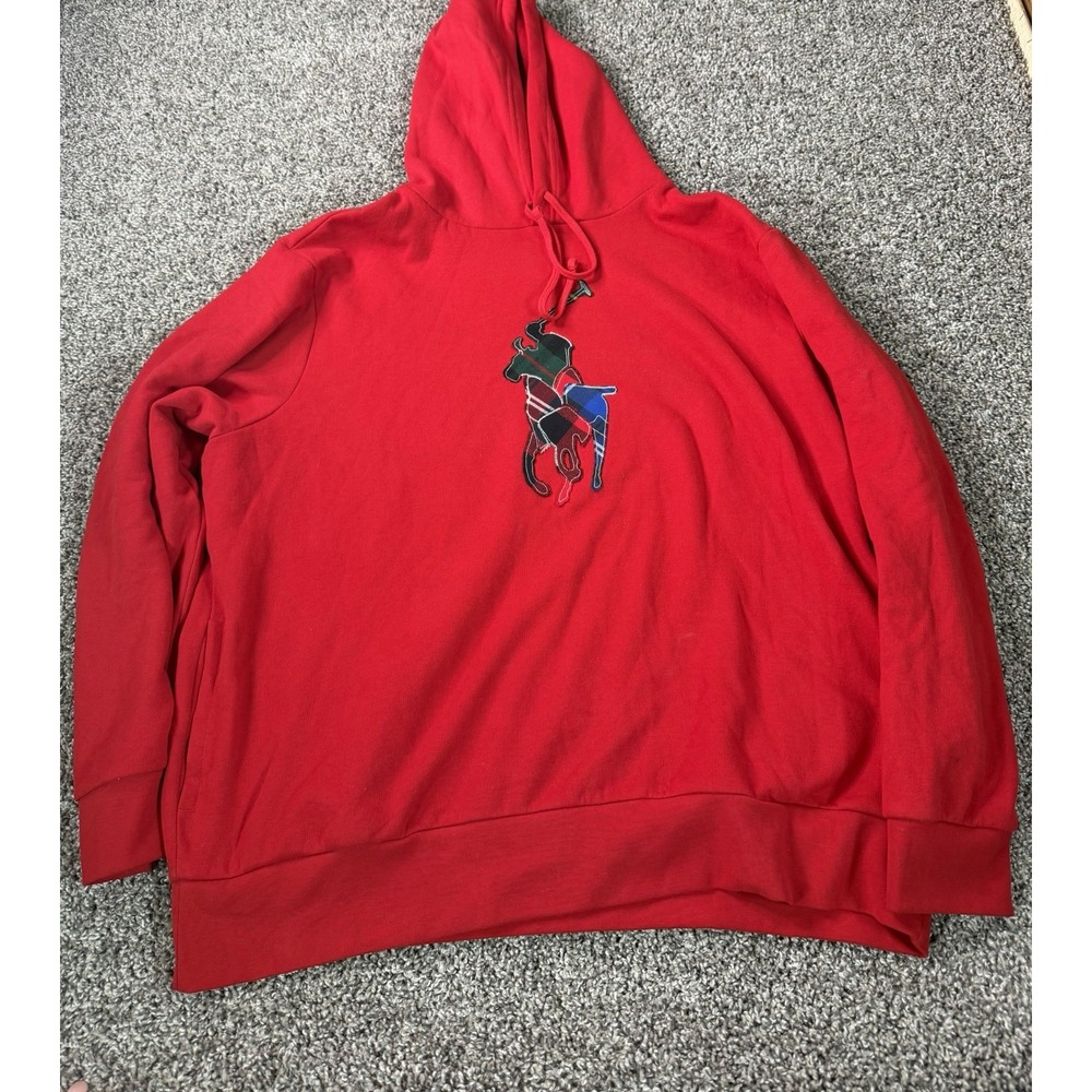 Polo Ralph Lauren Fleece Plaid Pony Pullover Hoodie Men's Size 2XL Red